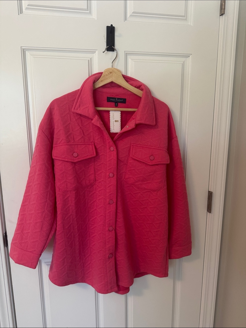 Simply Southern Pink Quilted Button-Down Shacket